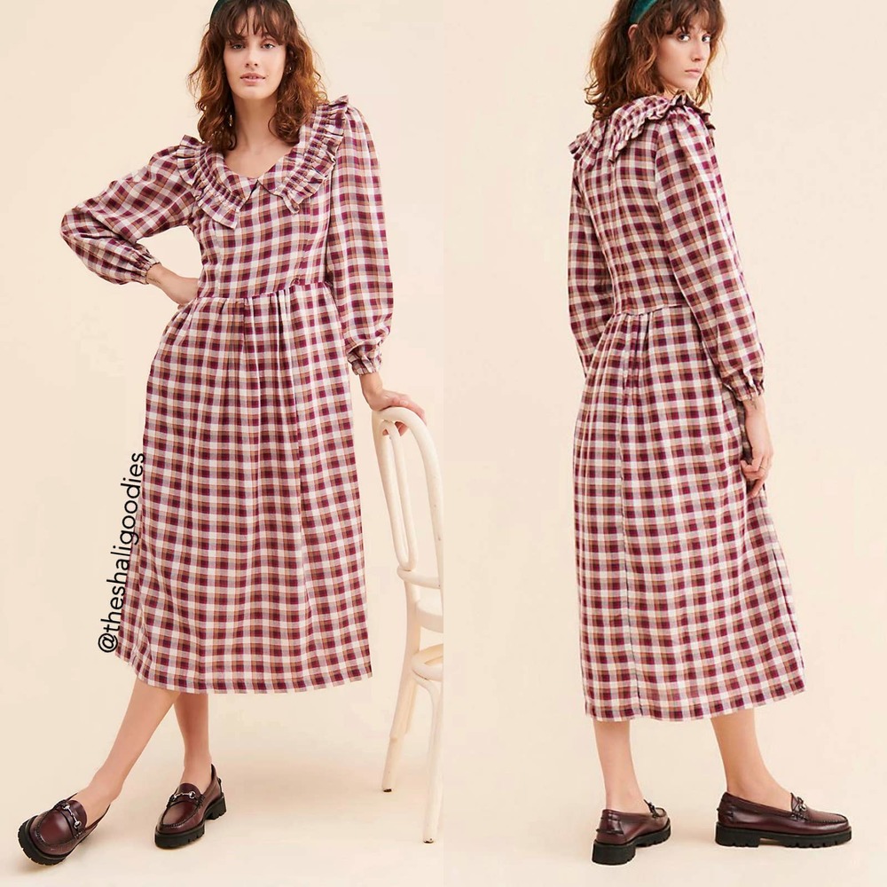 TACH CLOTHING Lulu Dress Plaid Tartan Cotton Midi